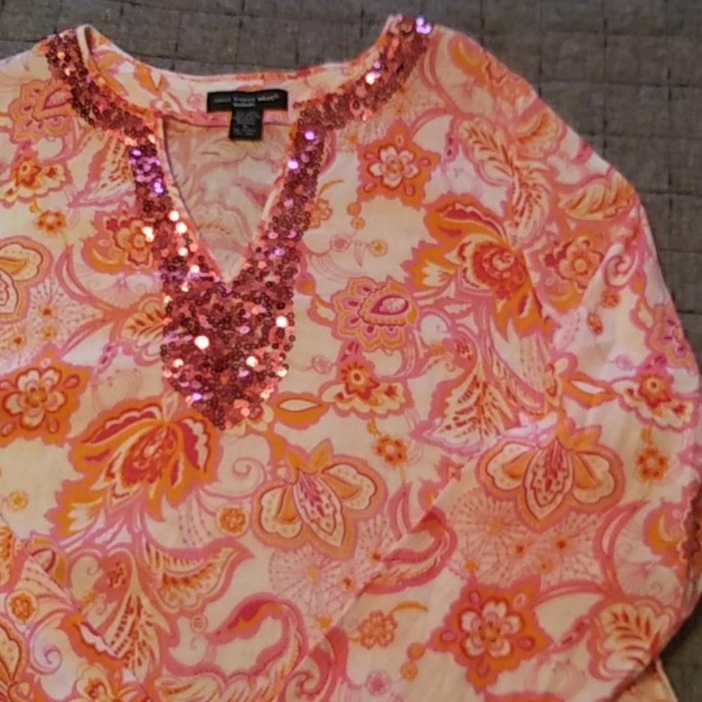 Saint Tropez West embellished linen tunic